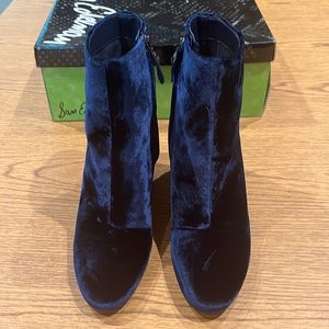 Sam Edelman Navy Velvet Block Heel Booty